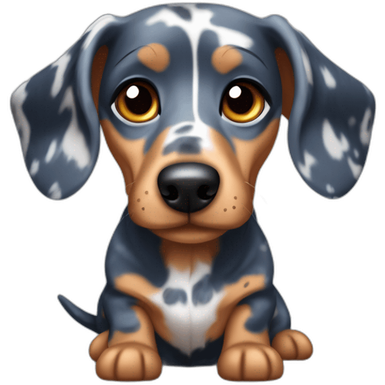 cute short haired dark blue merle dachshund emoji