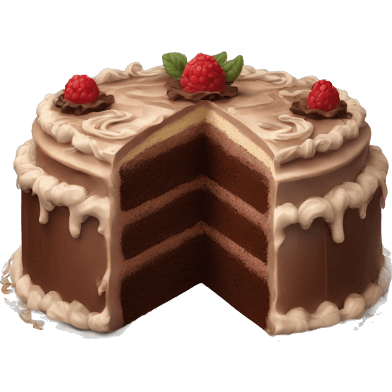 highly detailed rococo chocolate cake emoji