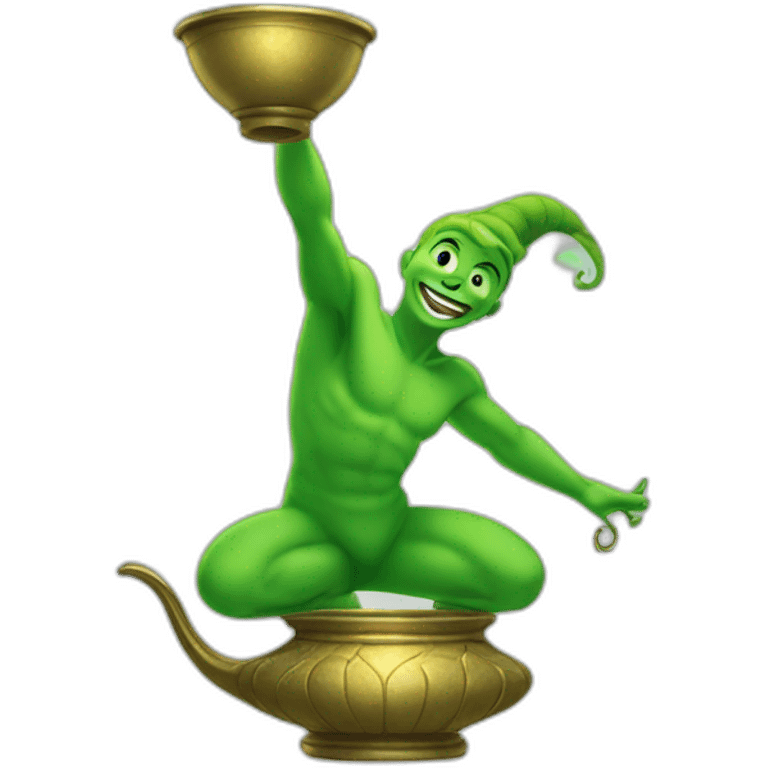 green genie coming out of a genie lamp emoji