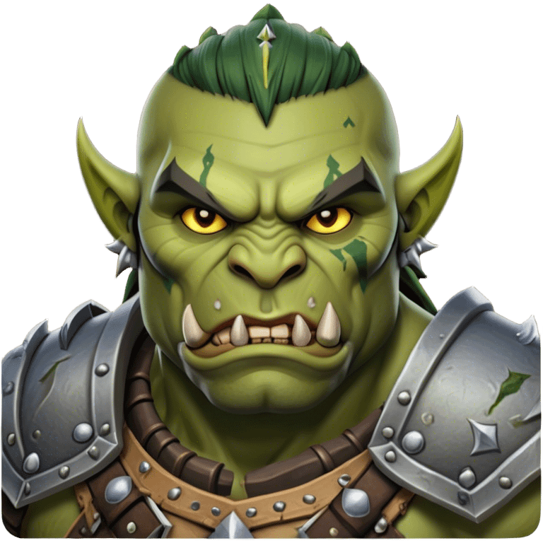 Cinematic Realistic WoW Orc Warrior Portrait, depicted with battle-scarred, rugged green skin and a powerful, muscular build that radiates primal strength. Clad in intricately detailed tribal armor accented with dark leather and iron embellishments in deep, earthy tones, his fierce eyes and determined expression exude honorable might. Rendered with lifelike texture and dramatic natural lighting, high shine, noble and formidable, capturing the essence of a legendary orc champion. emoji