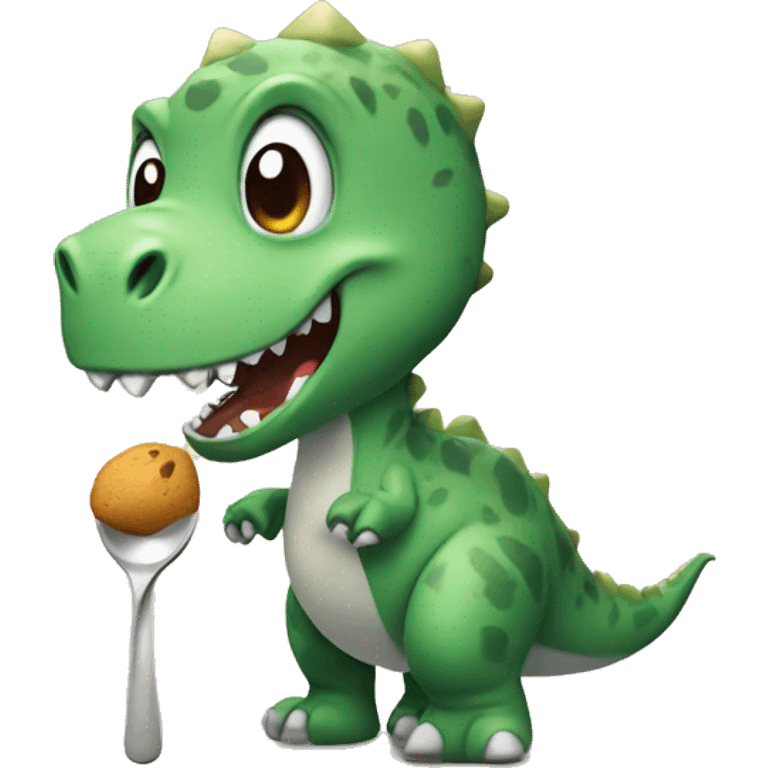 dinosaur with spoon emoji