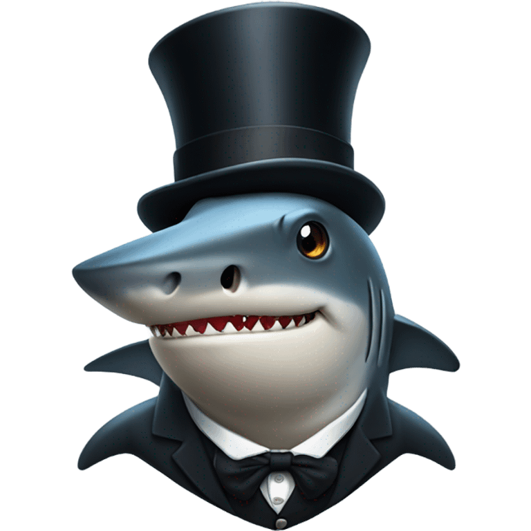 Shark with a top hat emoji