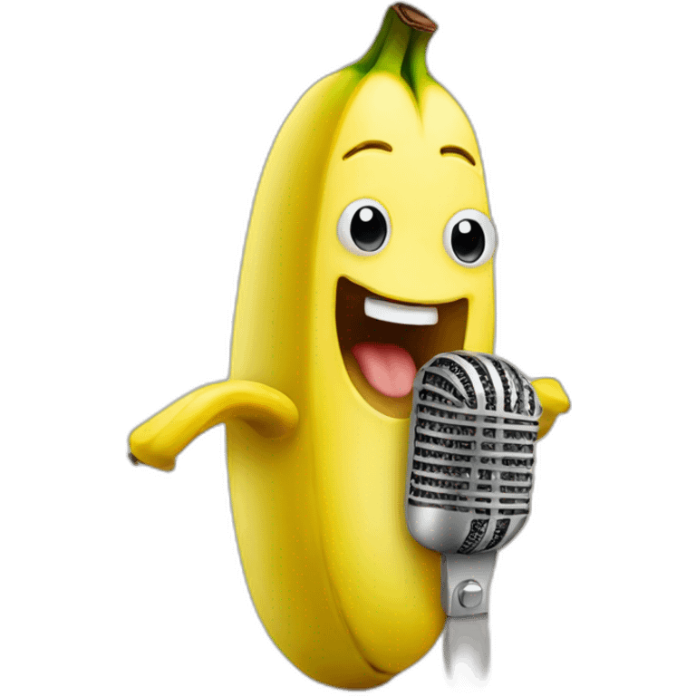 Banana singing with microphone emoji