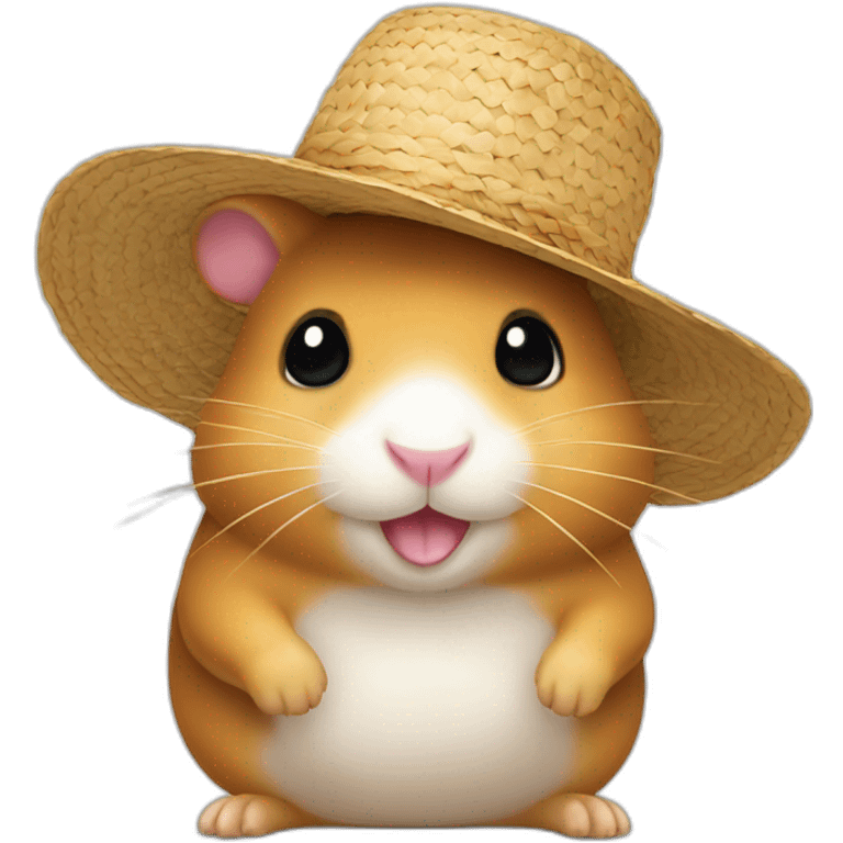 A big hamster in a small straw hat emoji