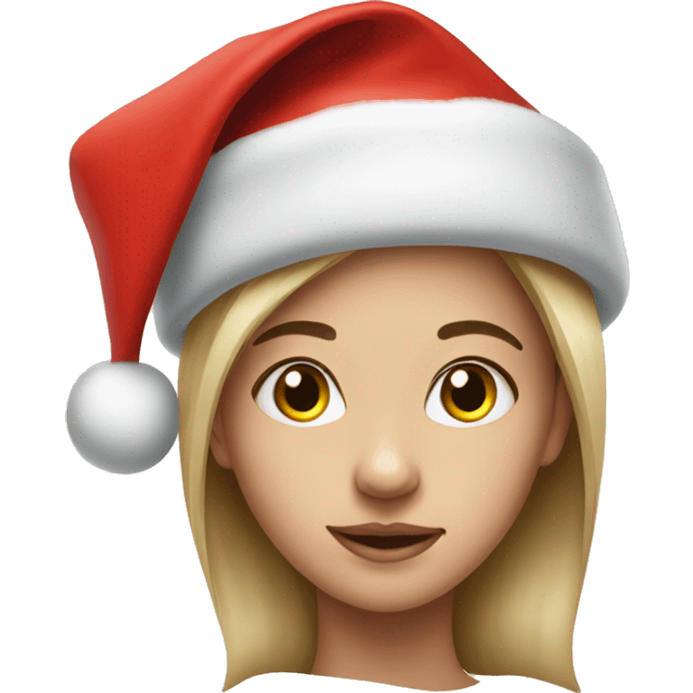 realistic portrait of girl wearing santa hat emoji