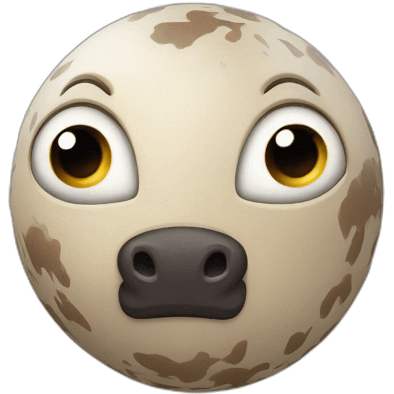 3d sphere with a cartoon Horse skin texture with big courageous eyes emoji