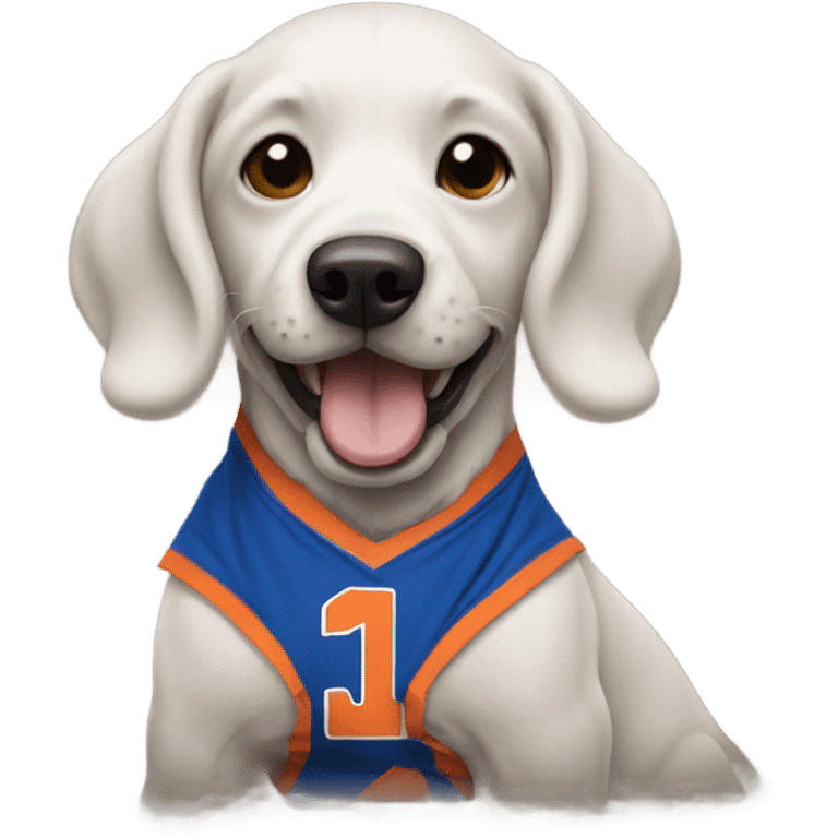 Dog wearing Knicks shirt  emoji