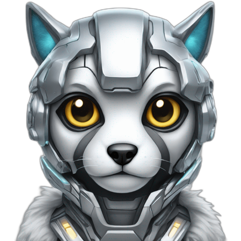 Cyber futuristic silver furry robot  emoji