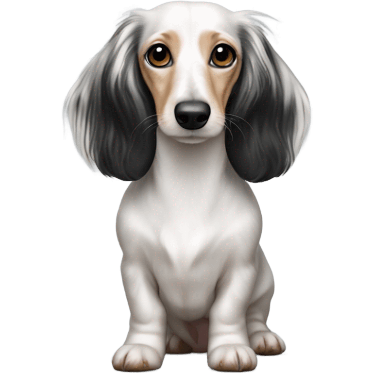 Long-haired white with black dachshund  emoji