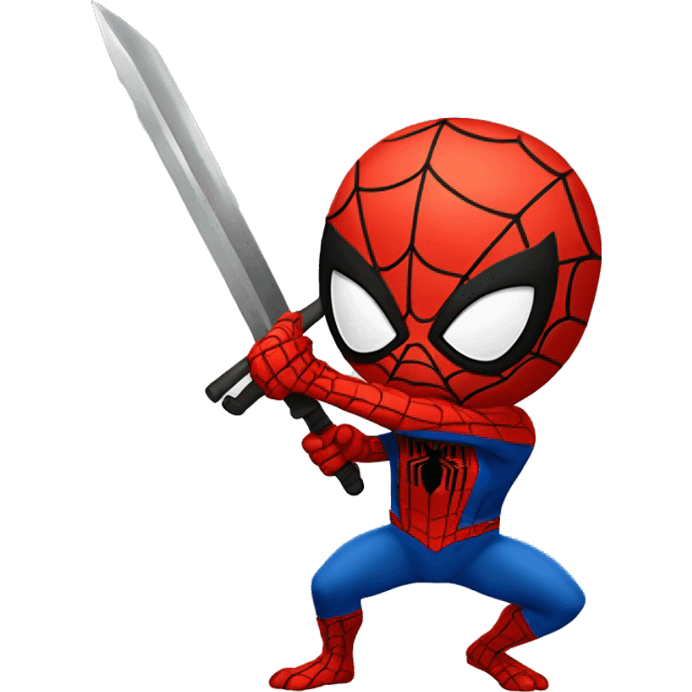 Spider-man with a sword in a slicing pose emoji