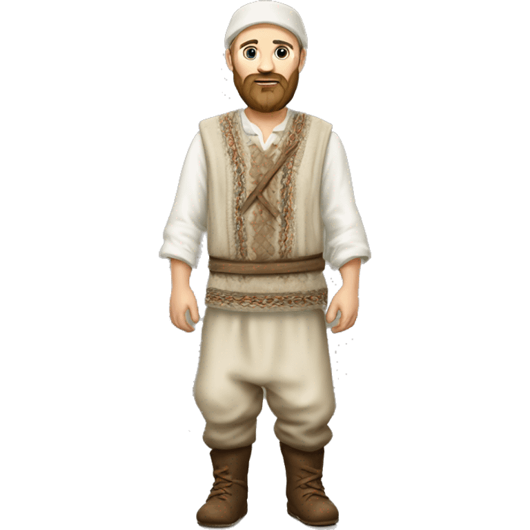 photorealistic white slavic peasant with beard full body, Slavic ethnic clothing emoji