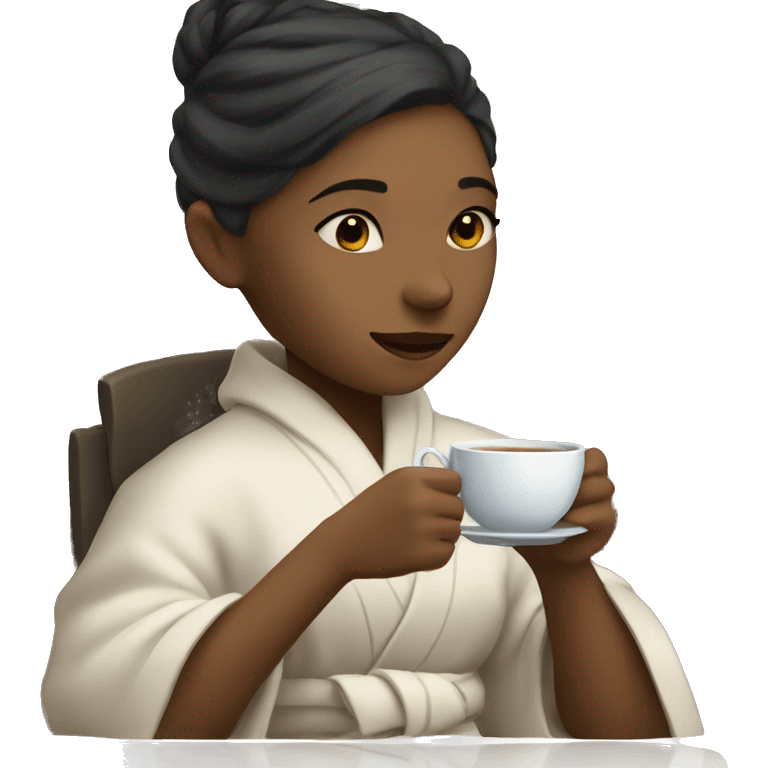 girl in robe having a tea emoji