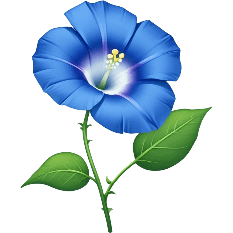 single blue Morning Glorysuper, stem emoji