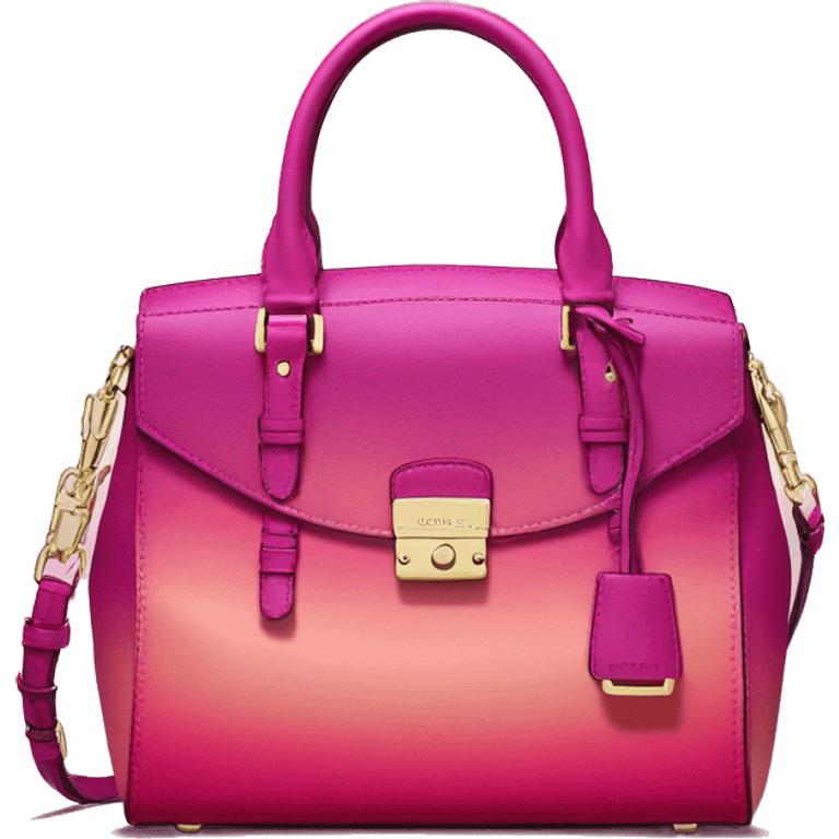 Realistic isolated magenta ombre Michael kors satchel purse.  emoji