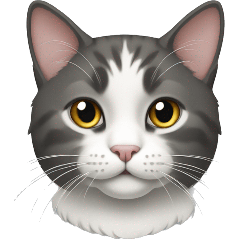 cat dark grey and white belly and white nose and white paws emoji