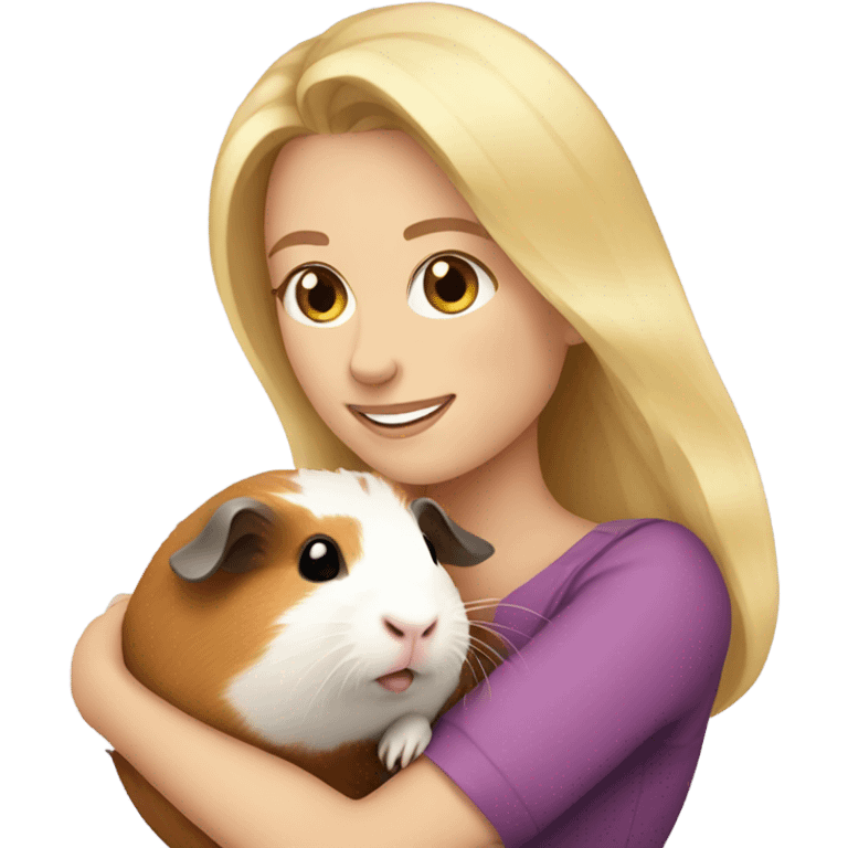 Blonde Woman hugging a guineapig emoji