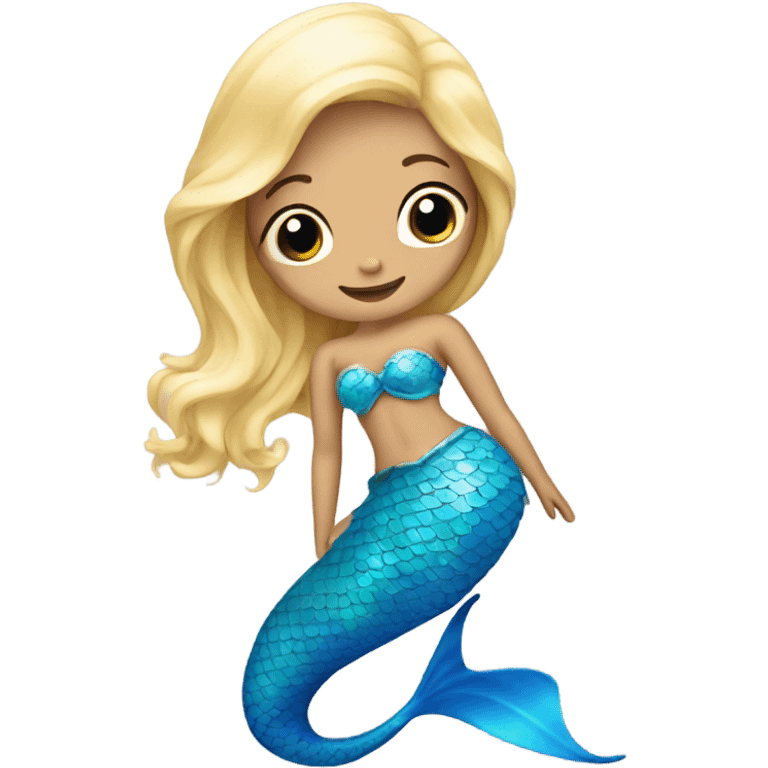 blonde mermaid with blue tail emoji