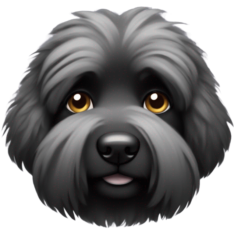 Puffy black dog  emoji