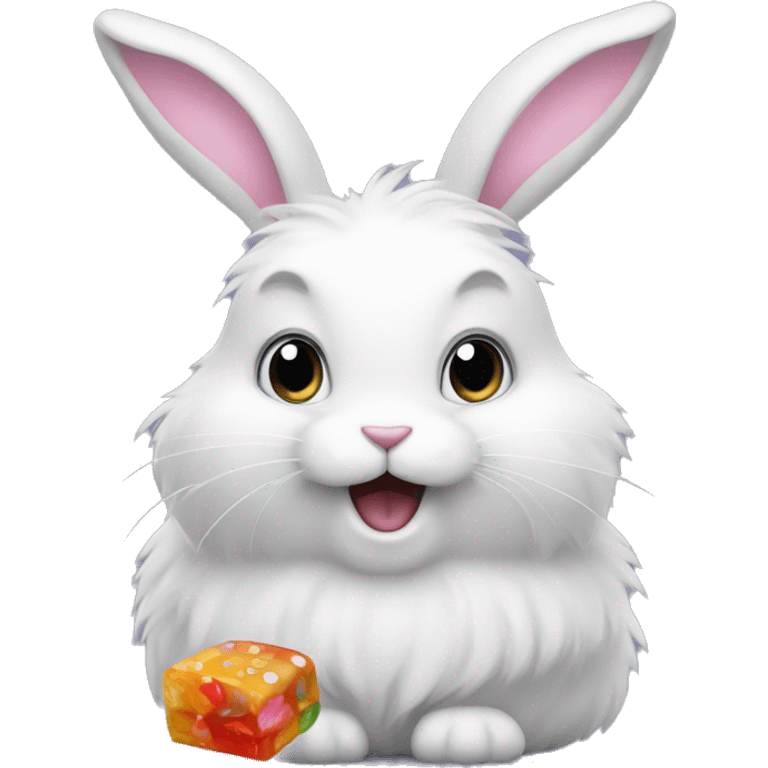 And fluffy rabbit, that eat candy emoji