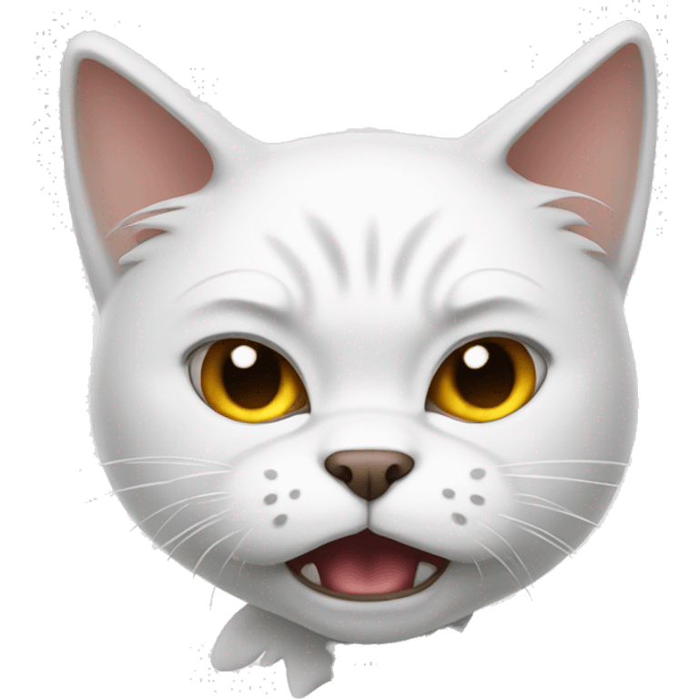 angry little white cute cat emoji