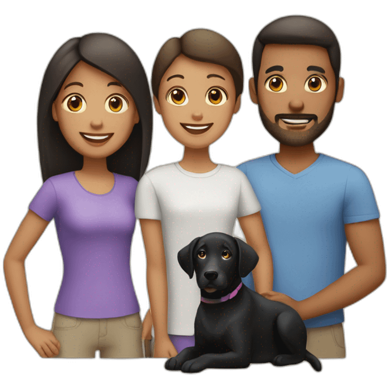 a family of 4 people with a black labrador emoji