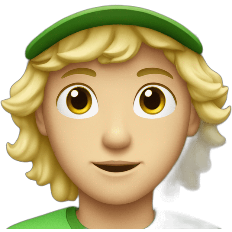 Blonde boy with cap and green eyes emoji