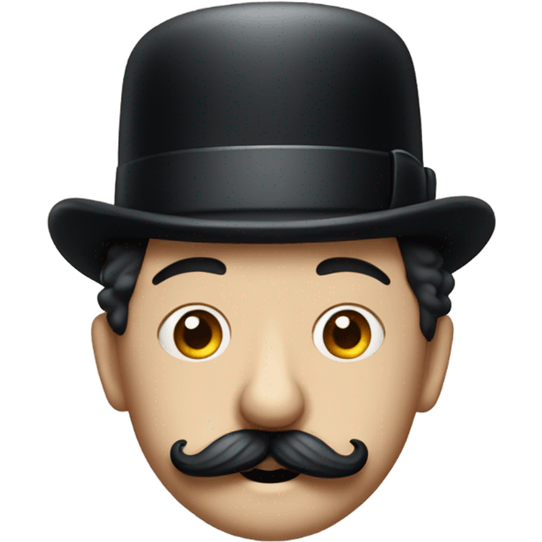 Charlie Chaplin with only central portion of mustache with a birthday hat emoji