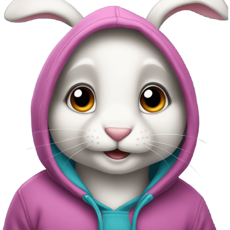 Cute rabbit wearing hoodie emoji