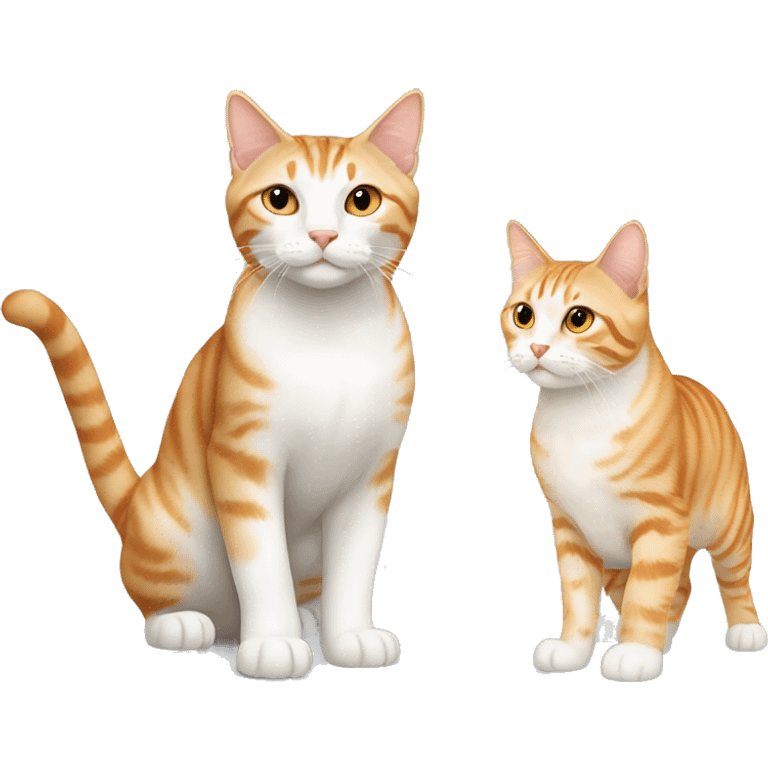 White and orange tabby next to cream tabby full body emoji