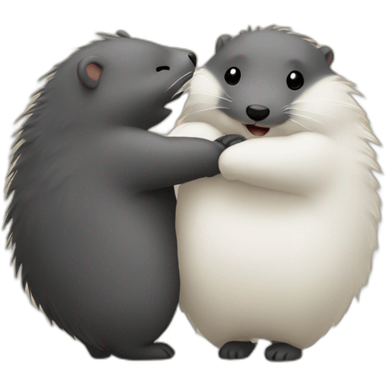 two moles hugging emoji