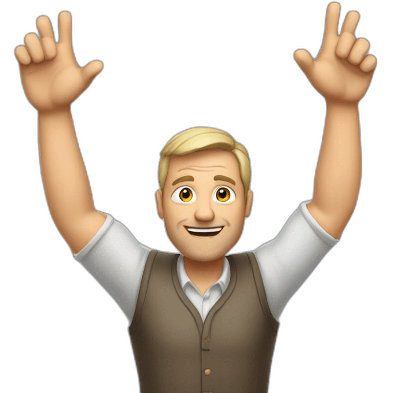 adult german man, arms up emoji