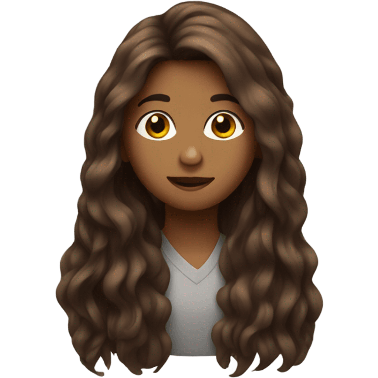 Brown long hair emoji