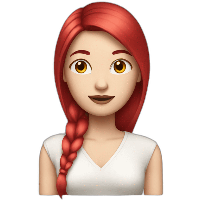 woman with long straight and ruby hair and white skin emoji