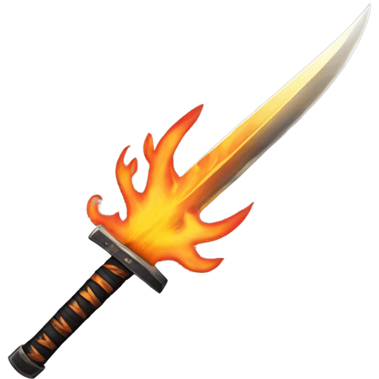 A katana with fire as the blade emoji