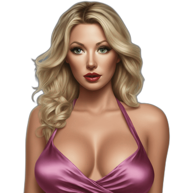 Hyper-realistic painting samantha saint sultry silk dress emoji