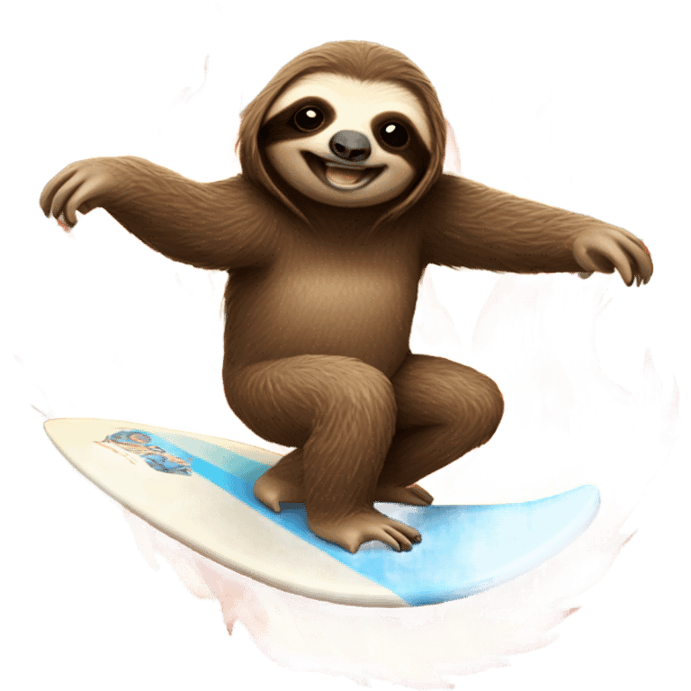 Sloth surfing on fire emoji