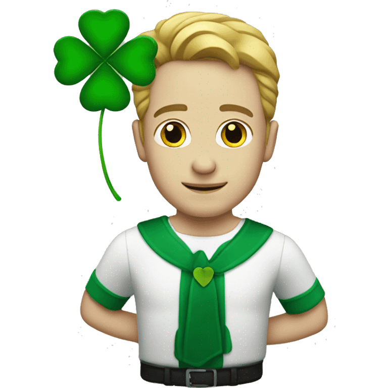 white man with four leaf clover emoji