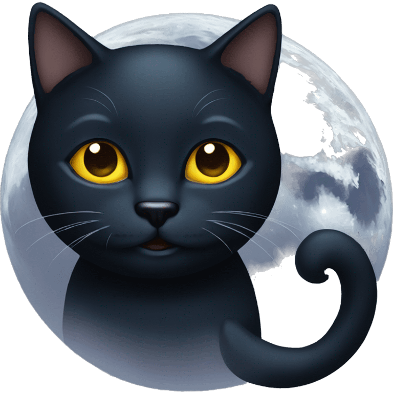 Gato negro en la luna  emoji