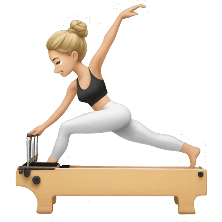 white girl doing reformer Pilates emoji