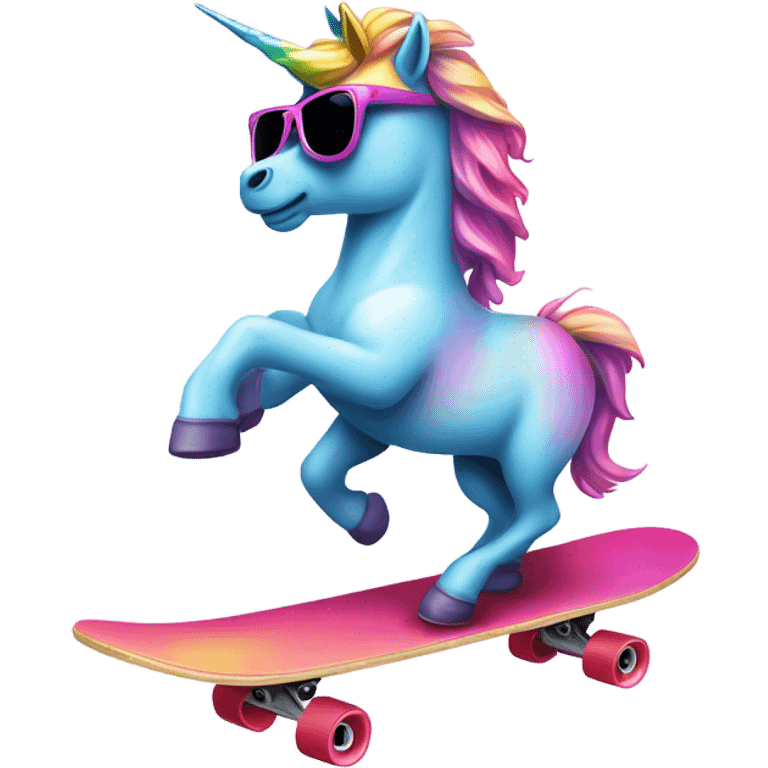 Unicorn on a skateboard emoji