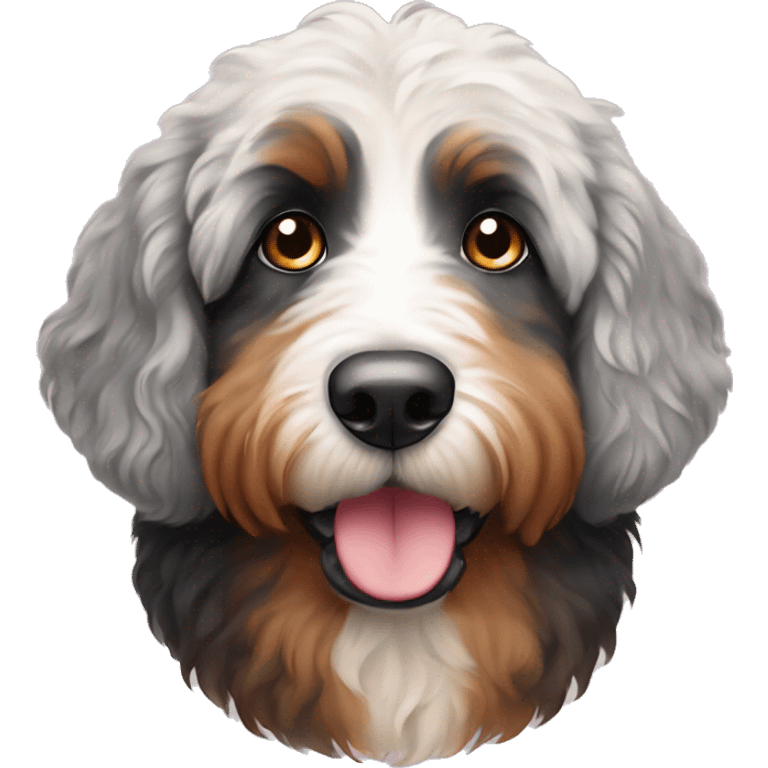 bernedoodle with two different colored eyes emoji