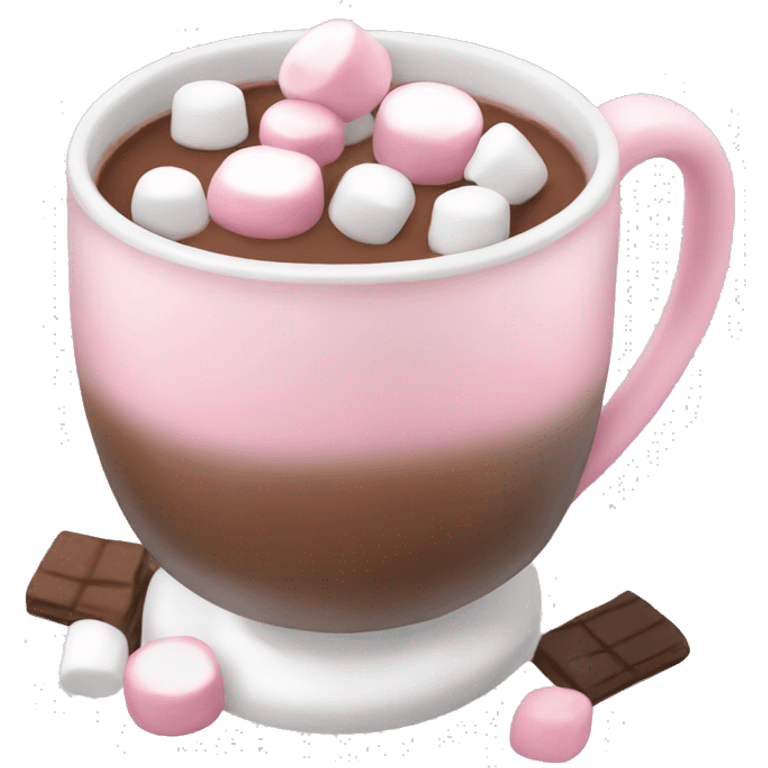 Hot chocolate with pink and white marshmallows  emoji