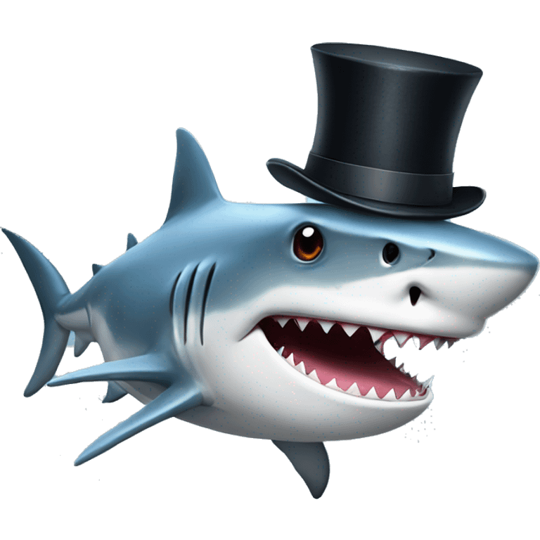 Shark with a top hat emoji