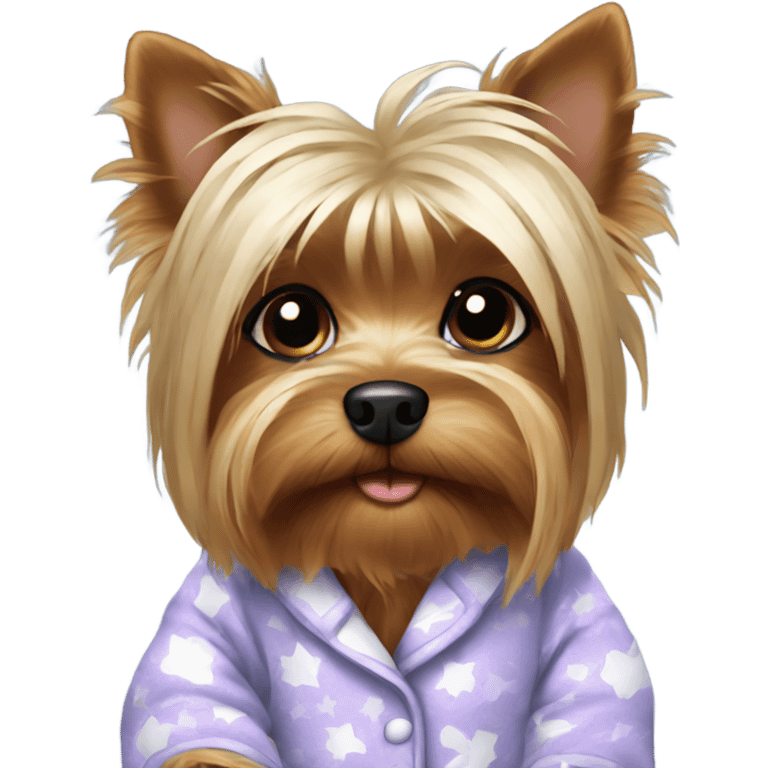 Yorkie wearing pajamas emoji