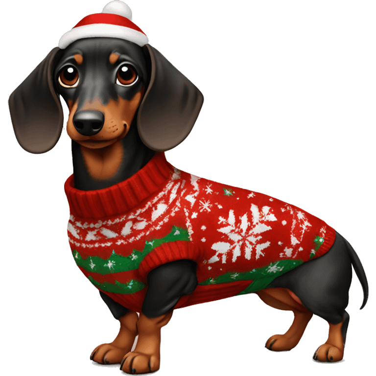 dachshund in a christmas sweater emoji