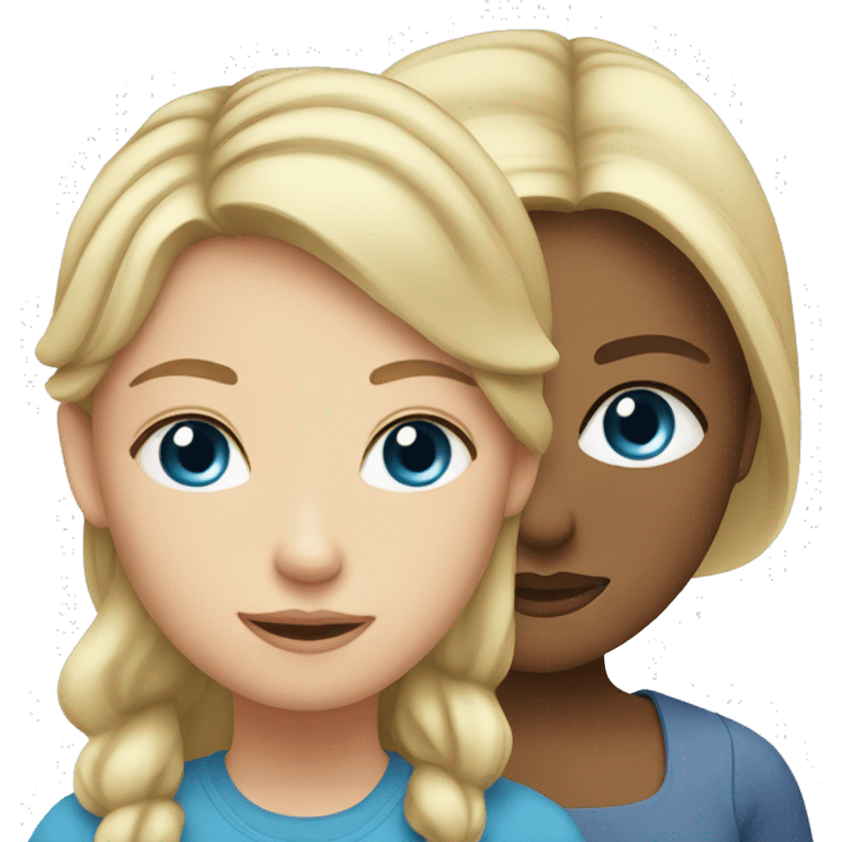 blonde girl with blue eyes and her mother emoji