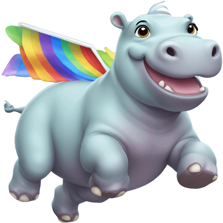 Flying rainbow hippopotamus  emoji