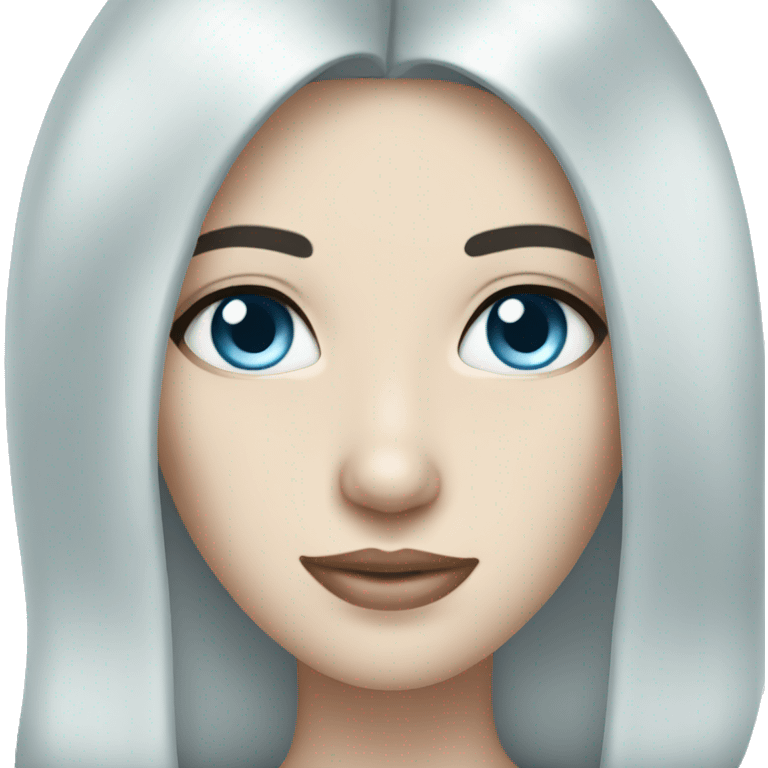 beautiful woman with dark black hair and light blue eyes and pale skin emoji