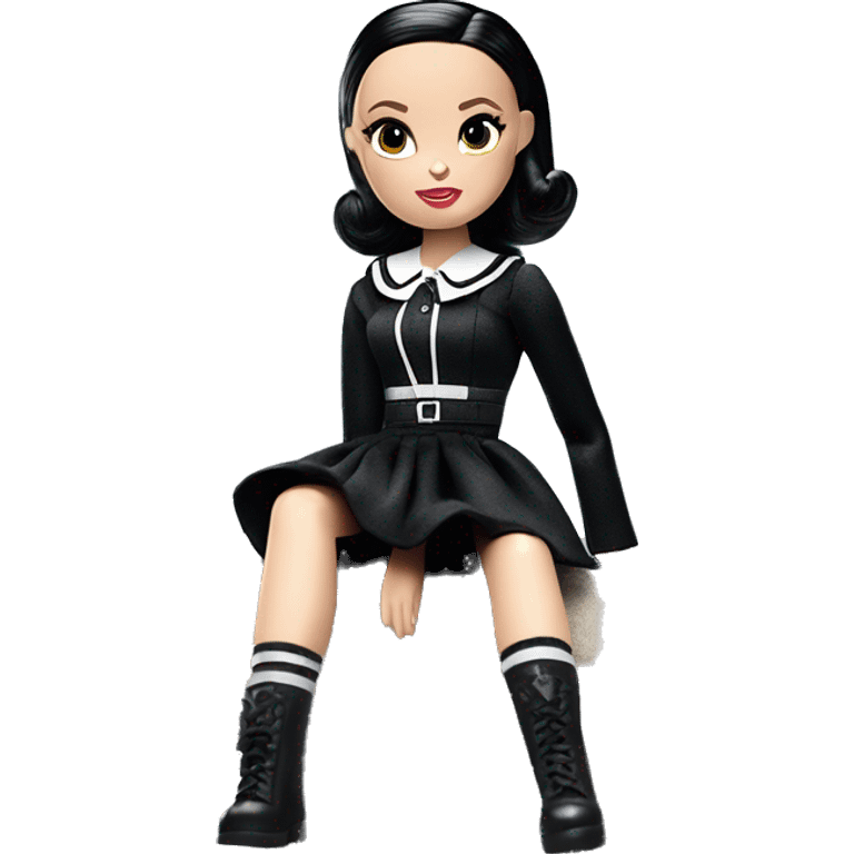 Silkstone Barbie Wednesday Addams sitting at my rock.  emoji