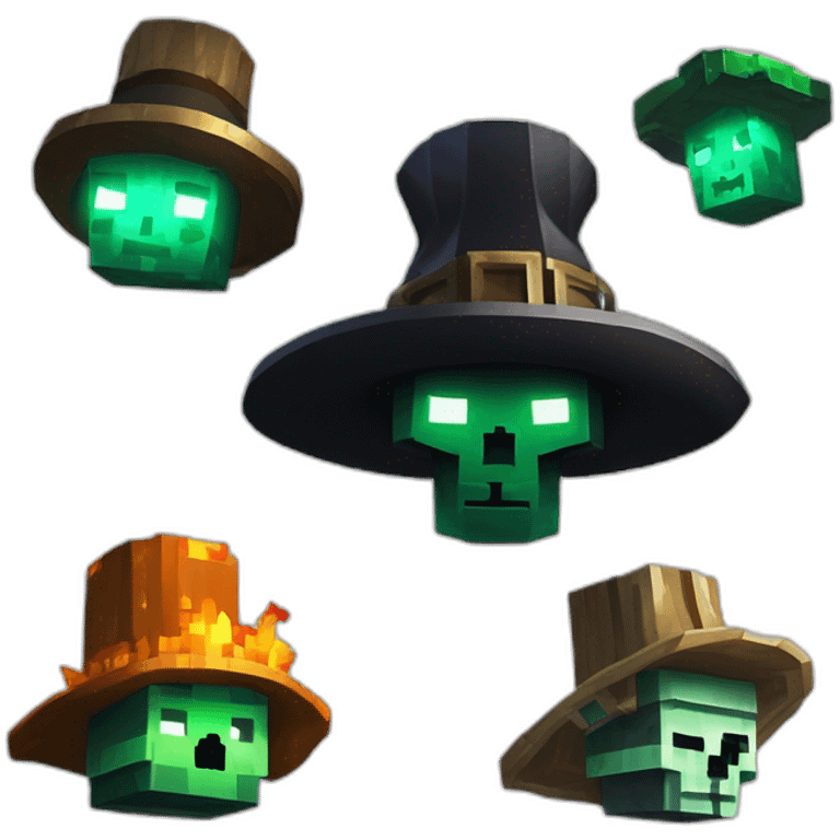 Pixel Minecraft Fedora Halloween Witcher Skeleton Diamond Obsidian Emerald Flame Shiny Glow Reward Legendary Unique Epic Mystery emoji